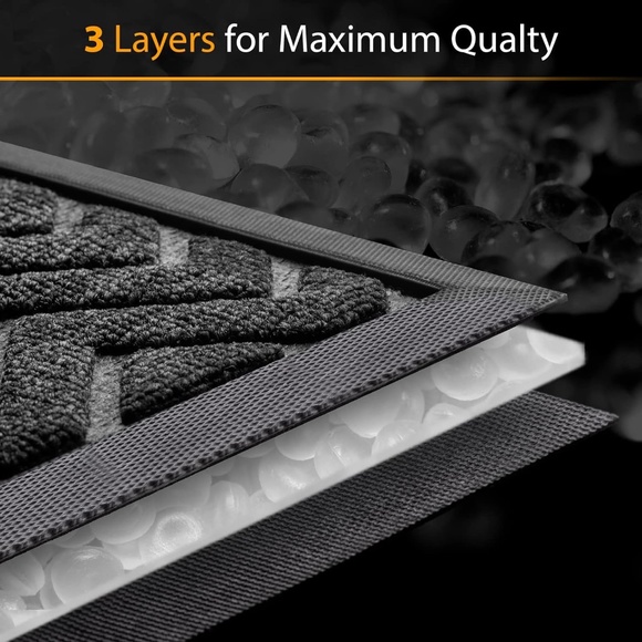 Perfecttooo Door Mat, Outdoor Mat Heavy Duty (Deep Grey Waves) 29.5” x 17" - Picture 3 of 6